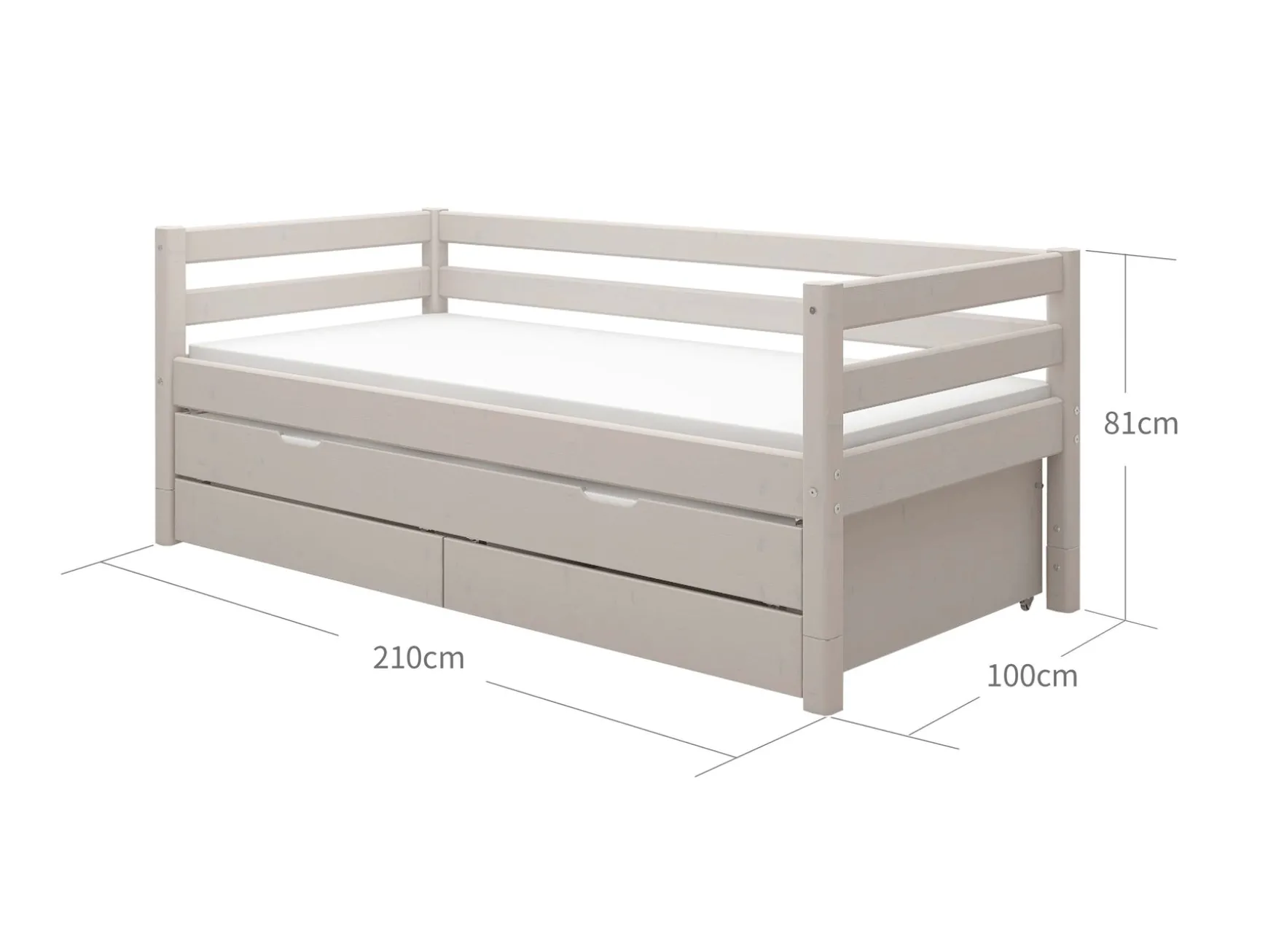 Ausziehbett und 2 Schubladen