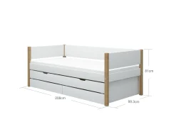 Einzelbett mit Ausziehbett und 2 Schubladen