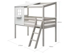 Halbhohes Bett mit 1/2 Classic-Haus