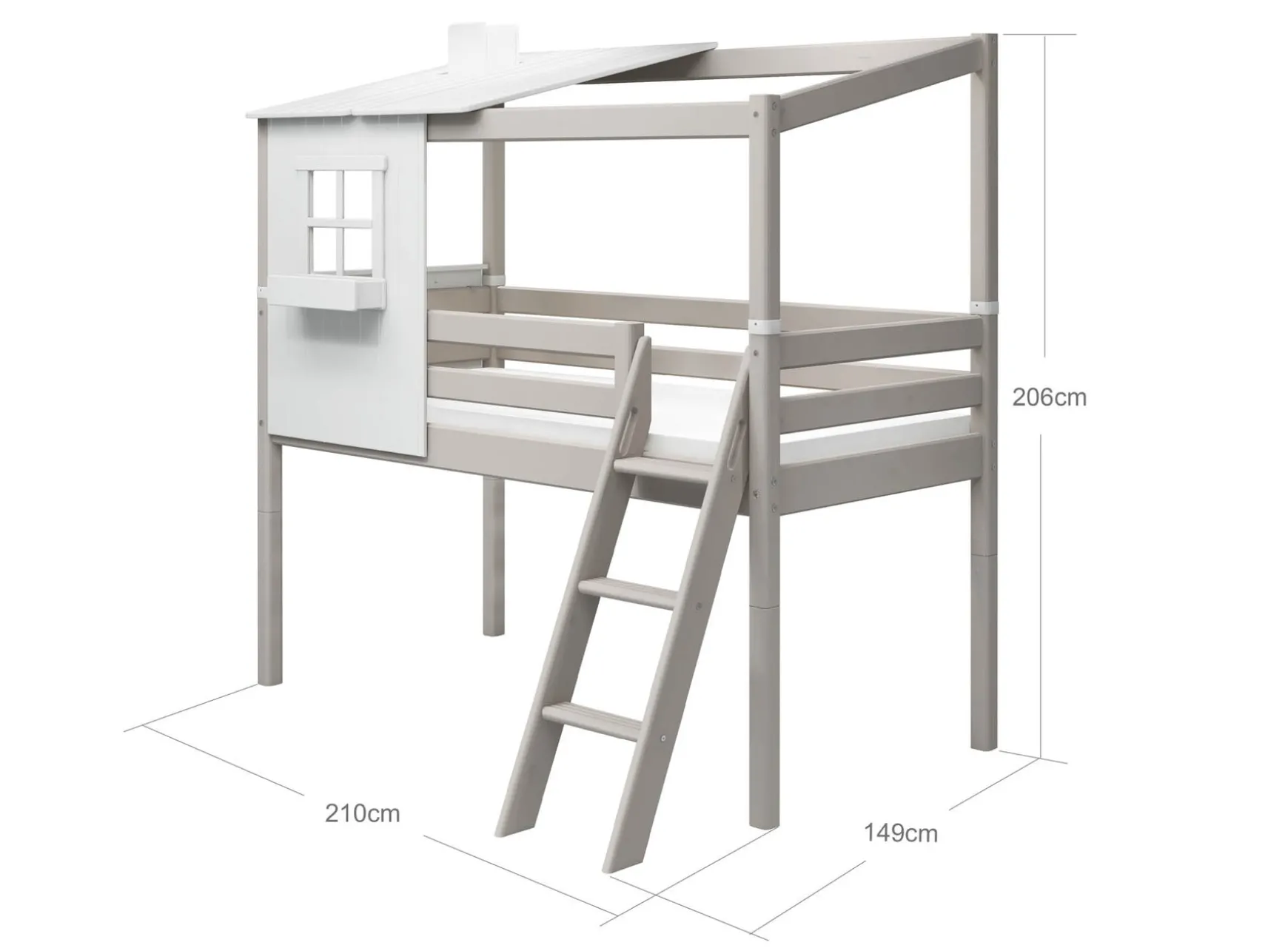 Halbhohes Bett mit 1/2 Classic-Haus