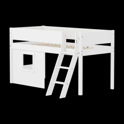 Halbhohes Bett mit Hausfronten, Schrägleiter und Absturzsicherung mit Rillen