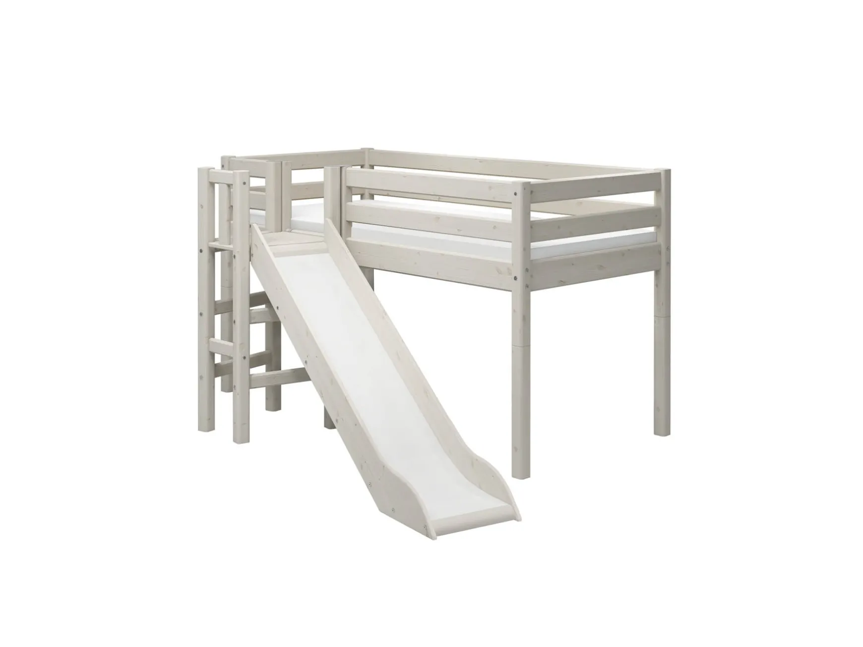 Halbhohes Bett mit Plattform und Rutsche