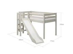 Halbhohes Bett mit Plattform und Rutsche