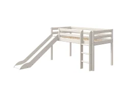 Halbhohes Bett mit Rutsche und senkrechter Leiter