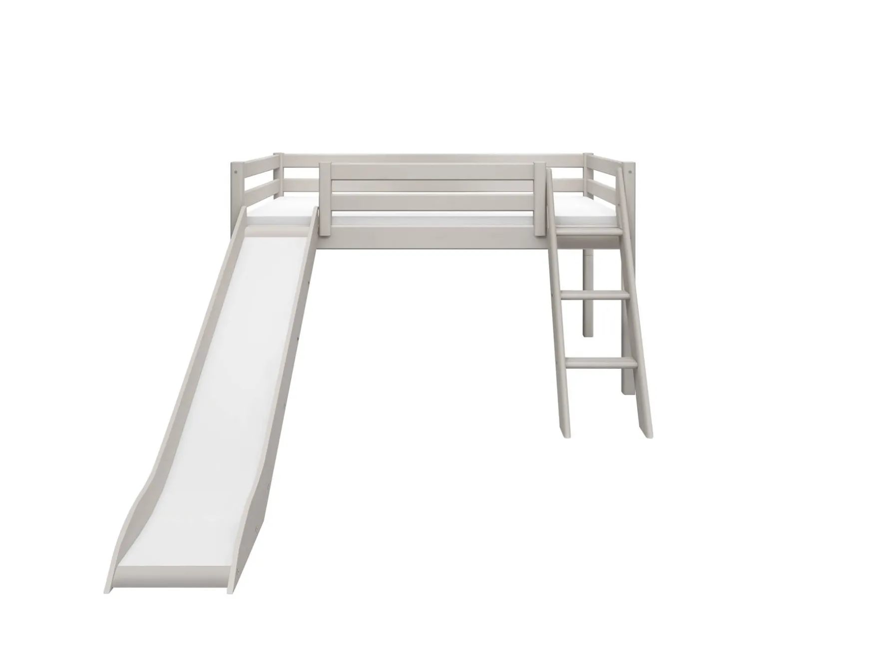 Halbhohes Bett mit Rutsche und Schrägleiter