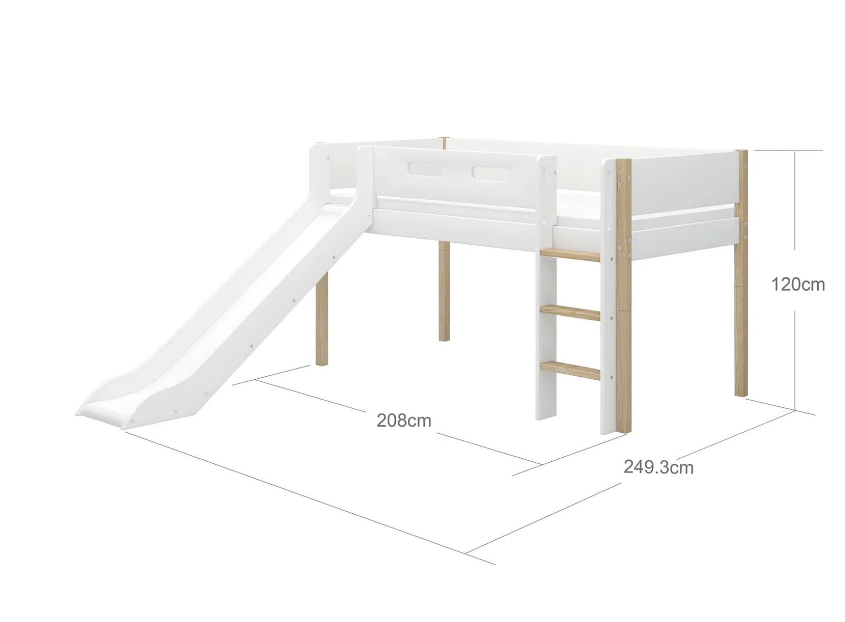 Halbhohes Bett mit Rutsche