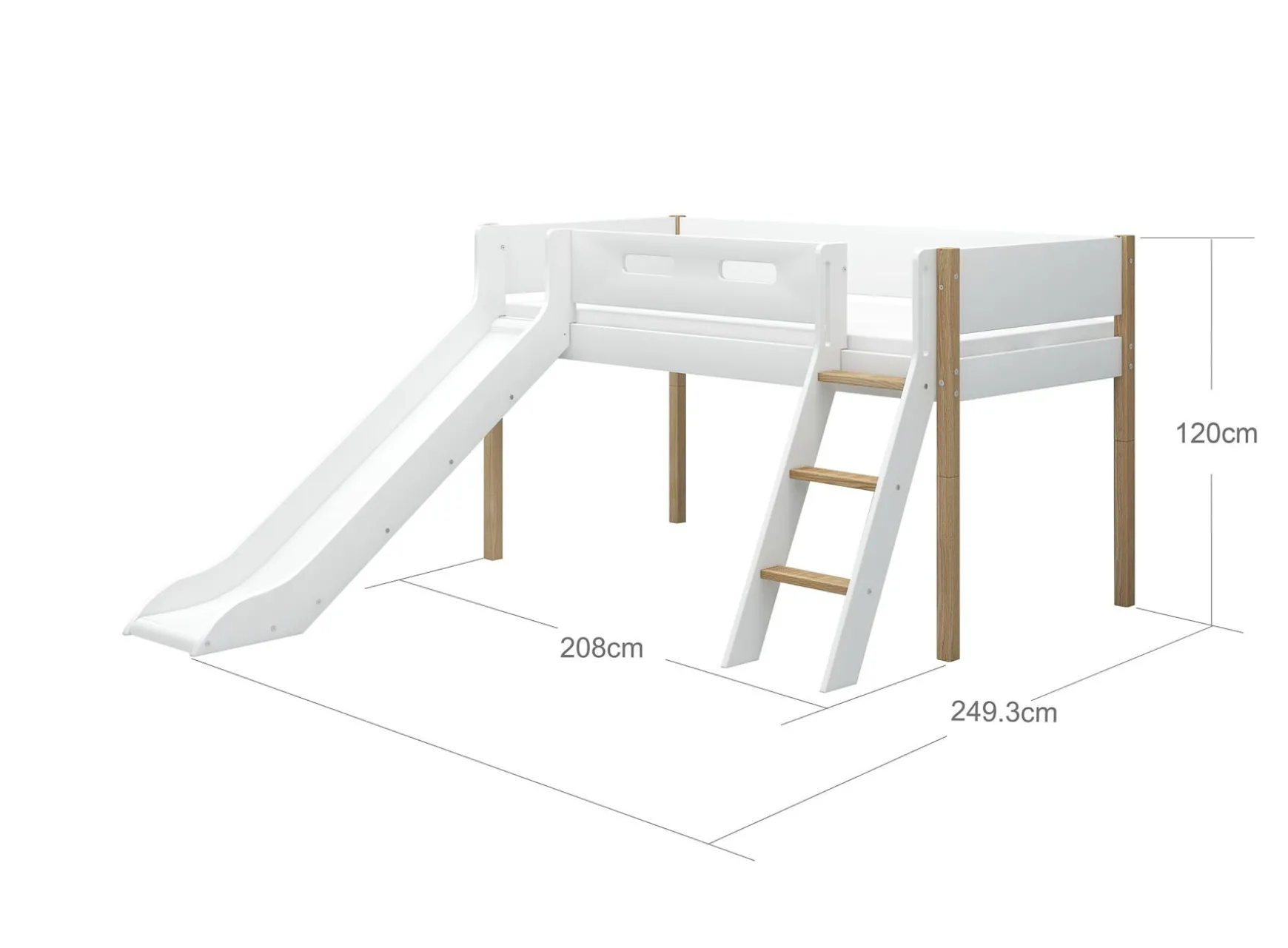 Halbhohes Bett mit Rutsche