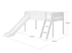 Halbhohes Bett mit Schrägleiter und Rutsche