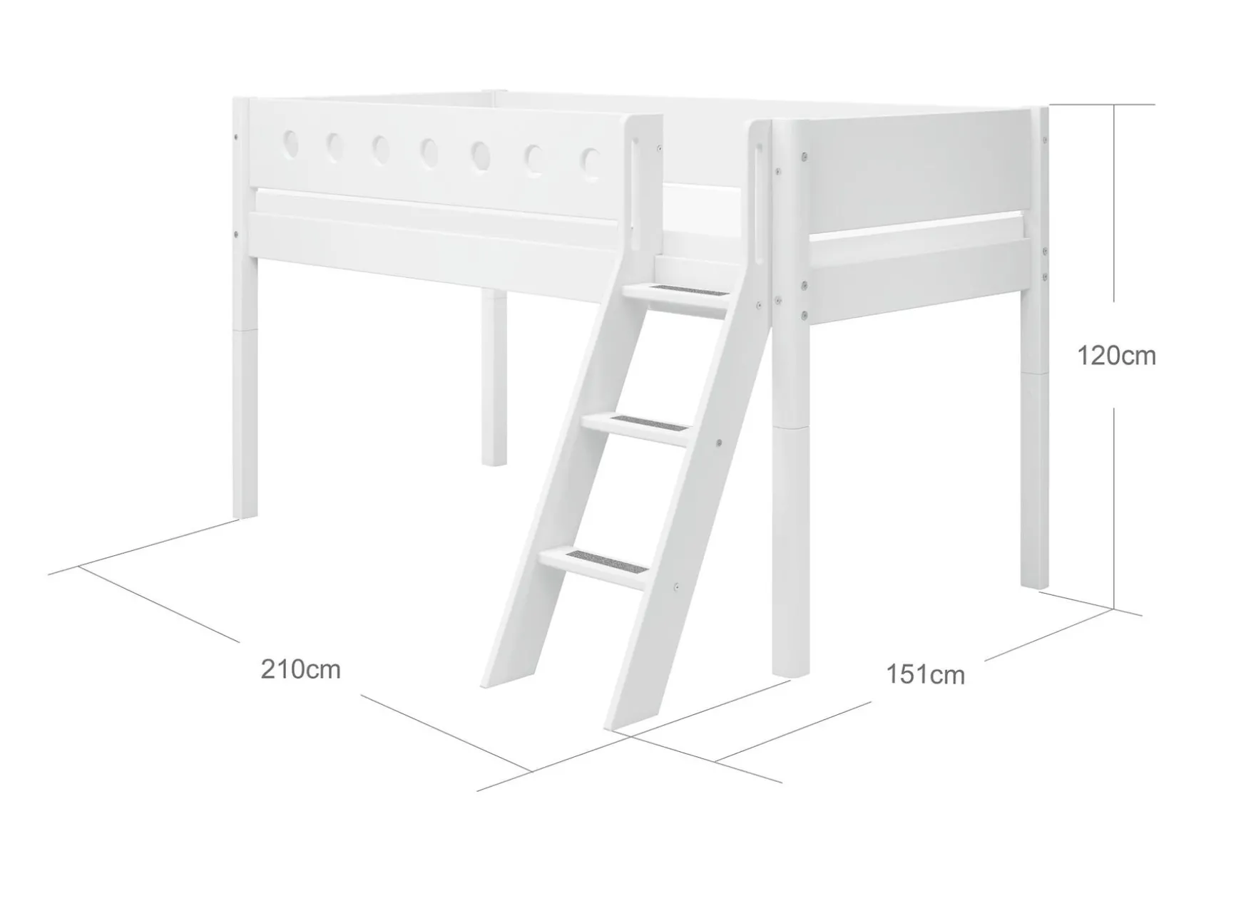 Halbhohes Bett mit Schrägleiter