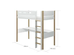 Hochbett mit senkrechter Leiter und Schreibtisch