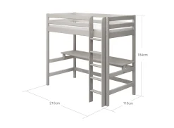 Hochbett mit senkrechter Leiter und Schreibtisch