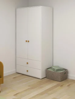 Kleiderschrank, 2 Türen + 2 Schubladen