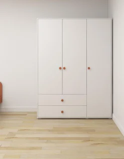 Kleiderschrank, 3 Türen + 2 Schubladen