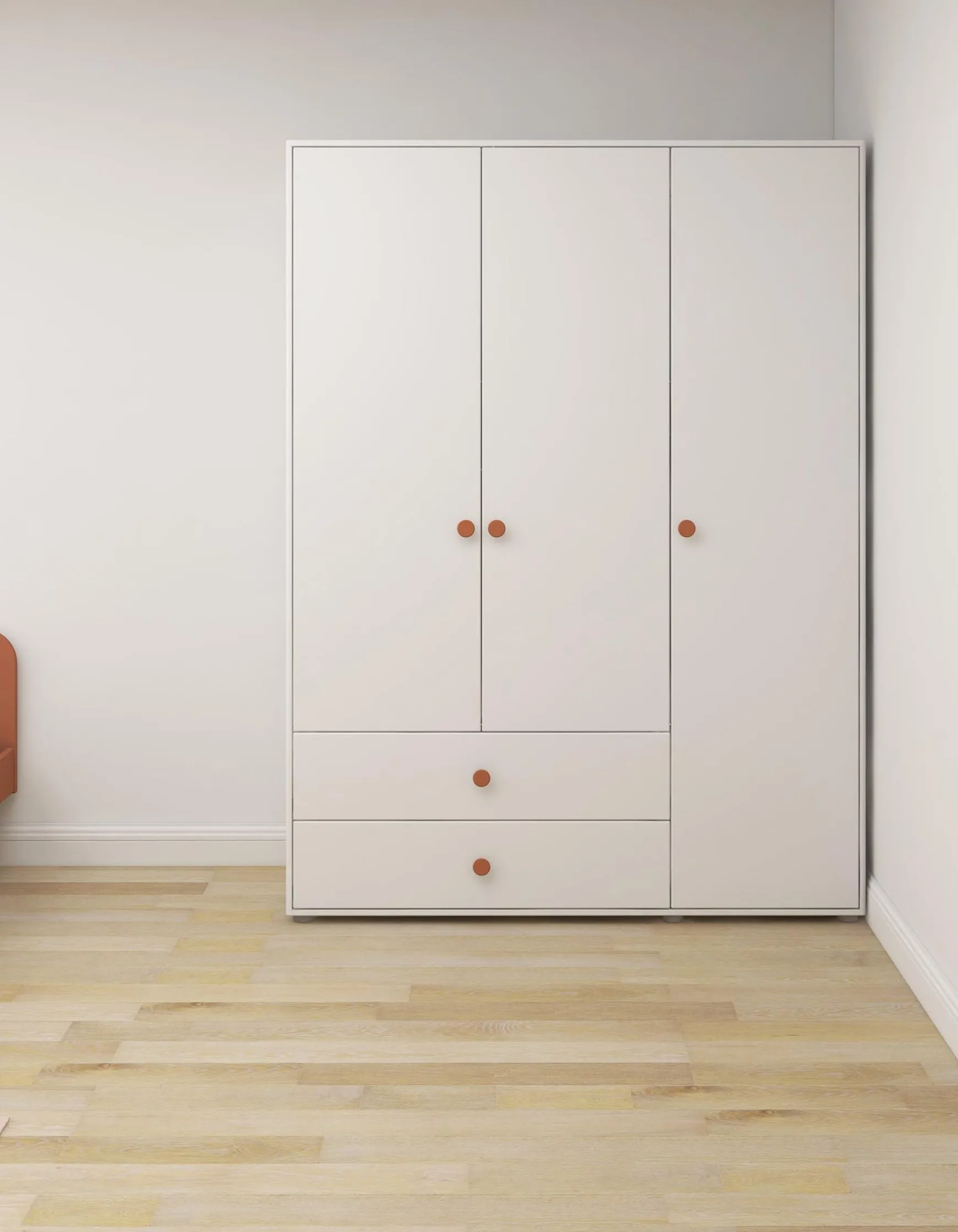 Kleiderschrank, 3 Türen + 2 Schubladen