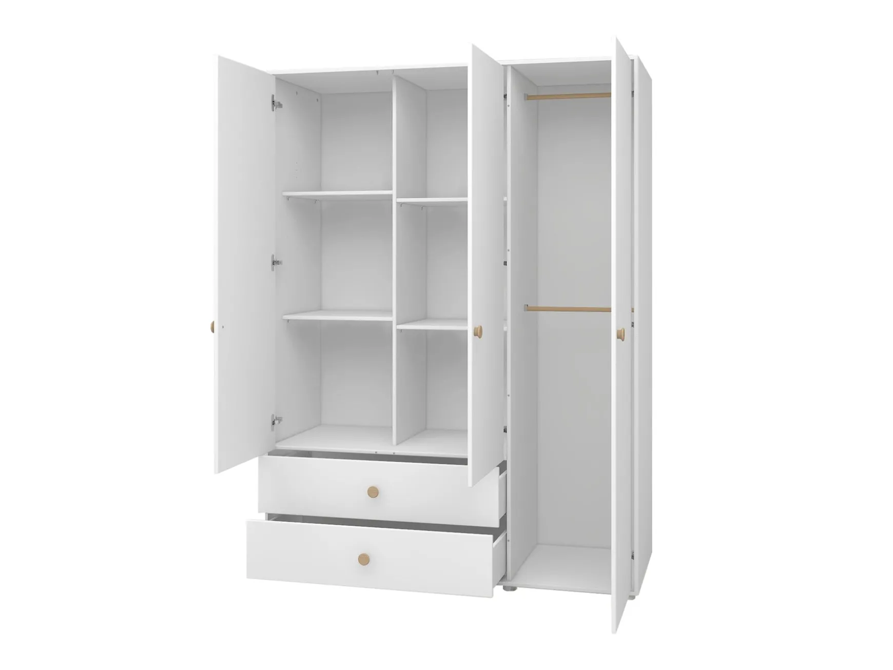 Kleiderschrank, 3 Türen + 2 Schubladen