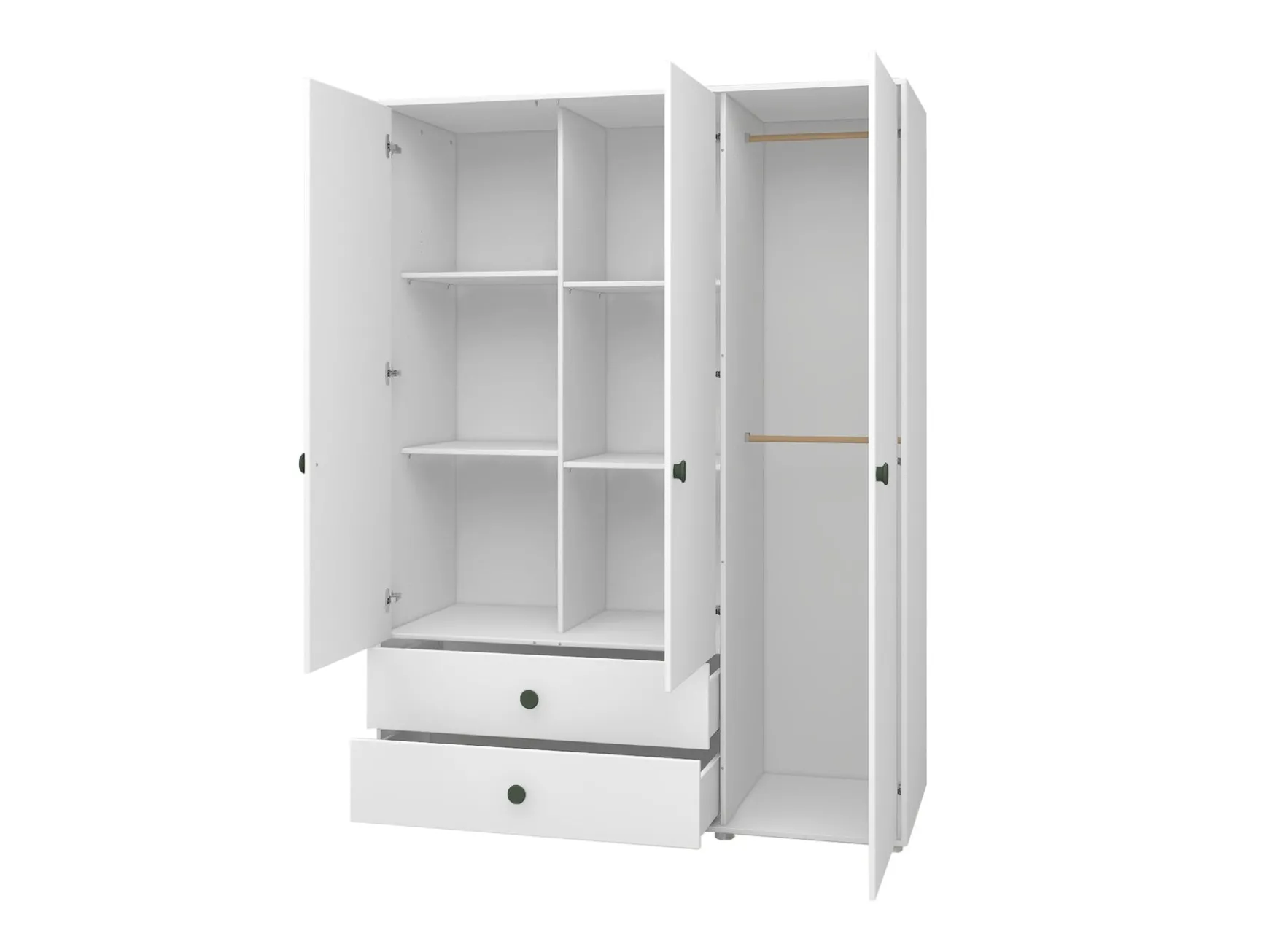 Kleiderschrank, 3 Türen + 2 Schubladen