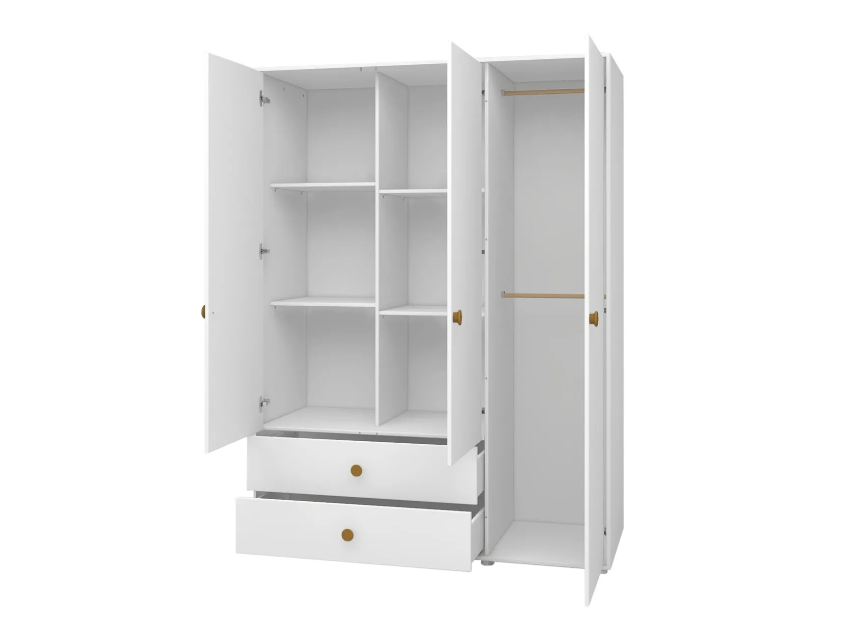 Kleiderschrank, 3 Türen + 2 Schubladen