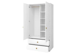 Kleiderschrank, 2 Türen + 2 Schubladen