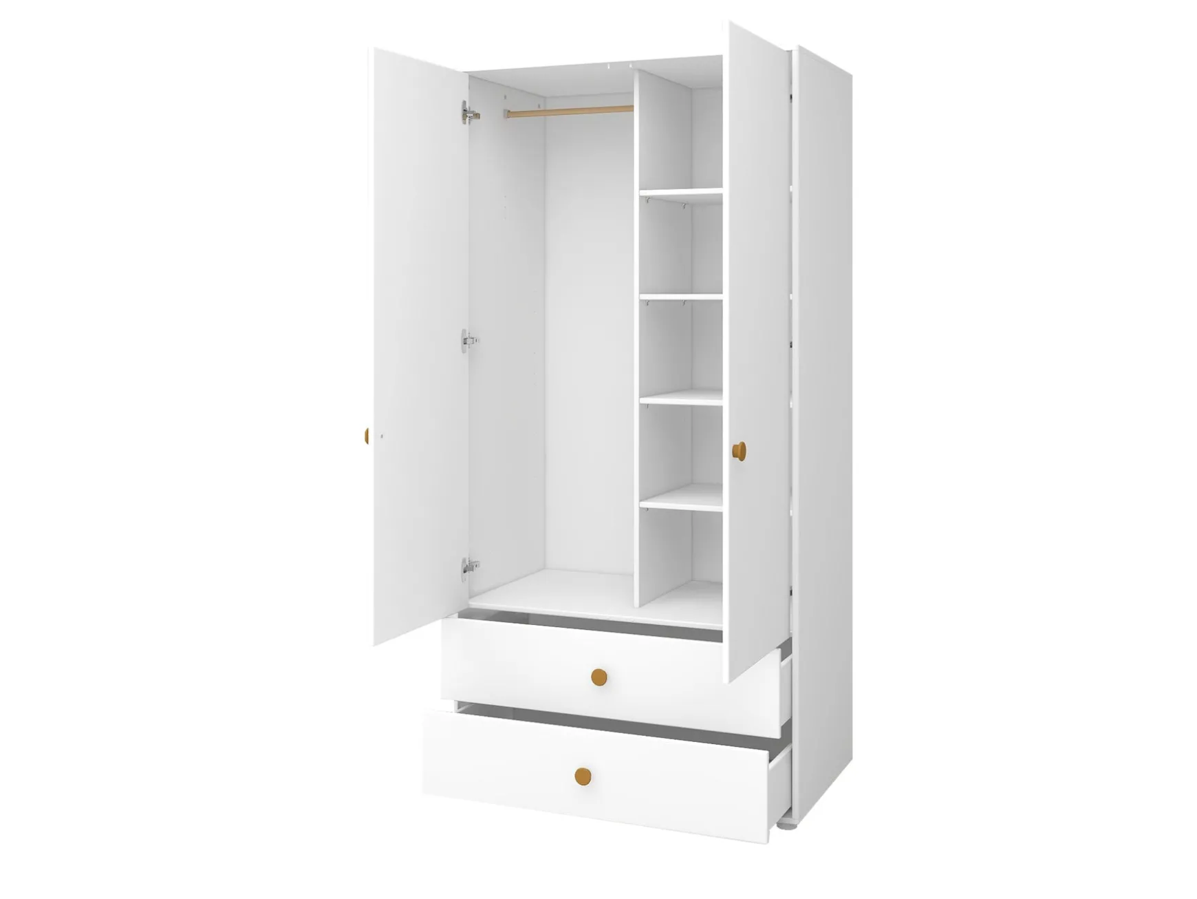 Kleiderschrank, 2 Türen + 2 Schubladen