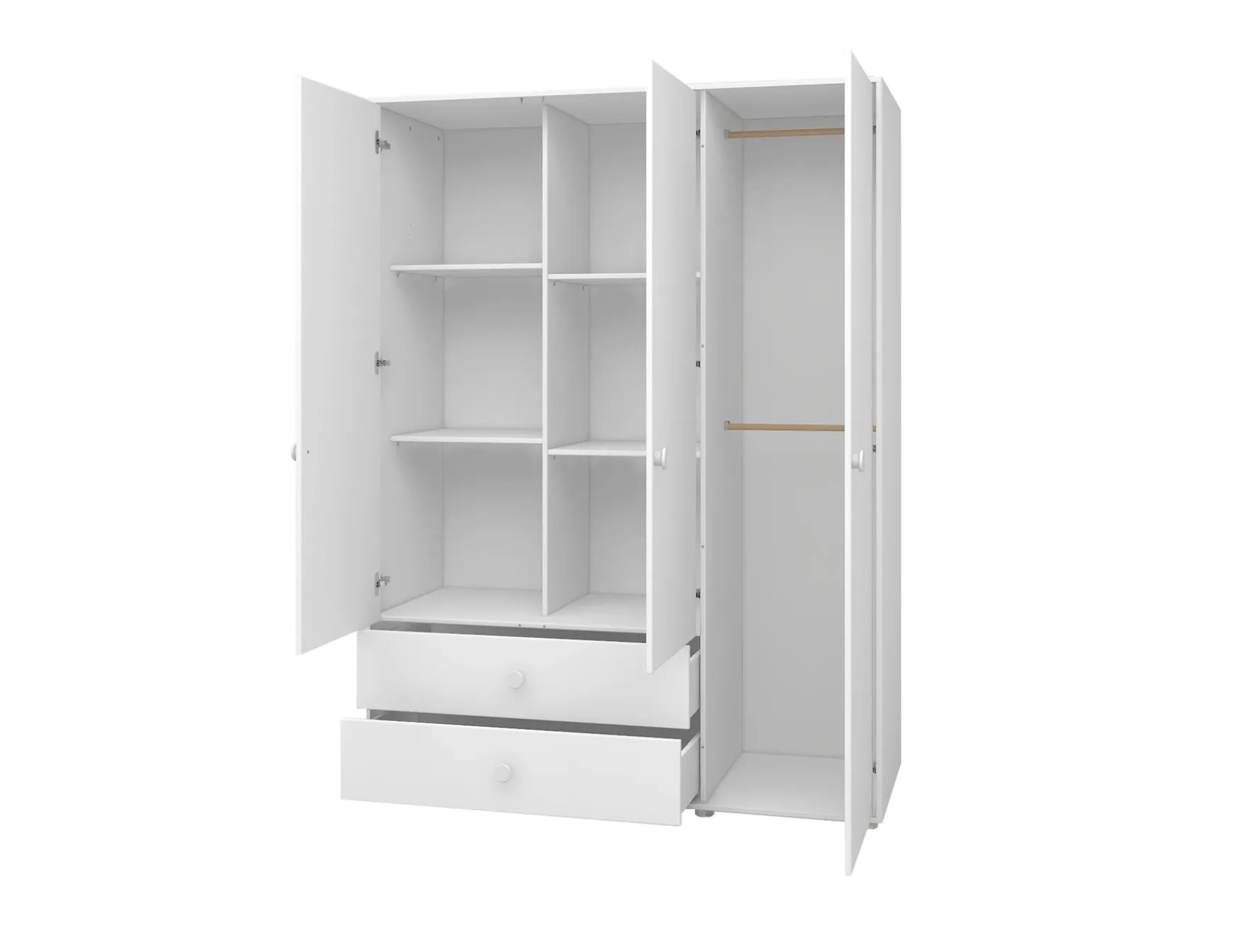 Kleiderschrank, 3 Türen + 2 Schubladen