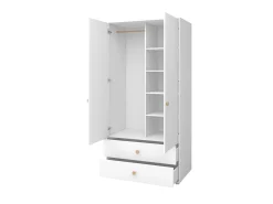 Kleiderschrank, 2 Türen + 2 Schubladen