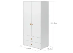 Kleiderschrank, 2 Türen + 2 Schubladen
