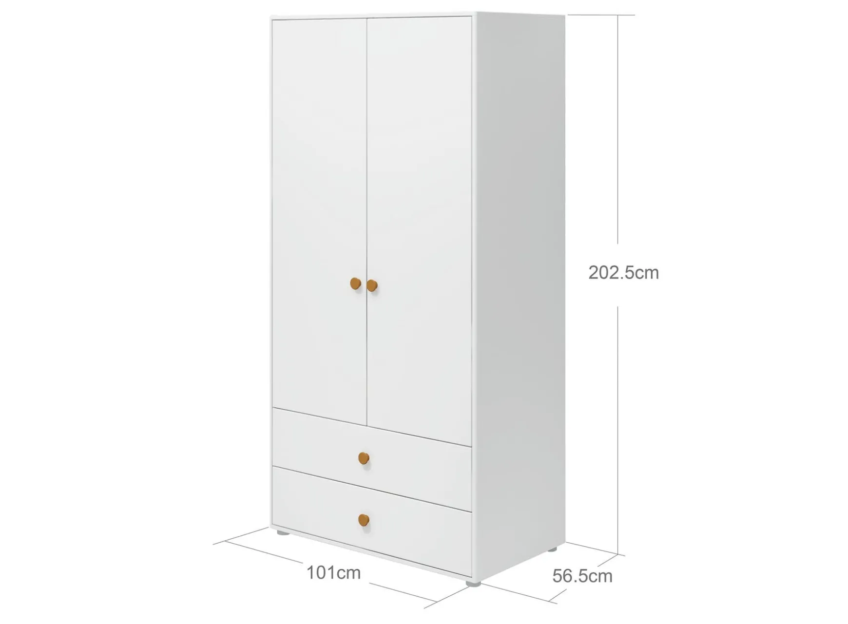 Kleiderschrank, 2 Türen + 2 Schubladen