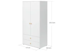 Kleiderschrank, 2 Türen + 2 Schubladen