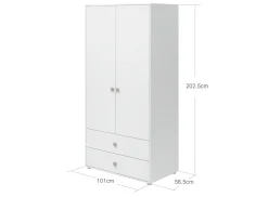 Kleiderschrank, 2 Türen + 2 Schubladen