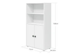 Midi Bücherregal, 2 Türen