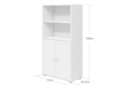 Midi Bücherregal, 2 Türen