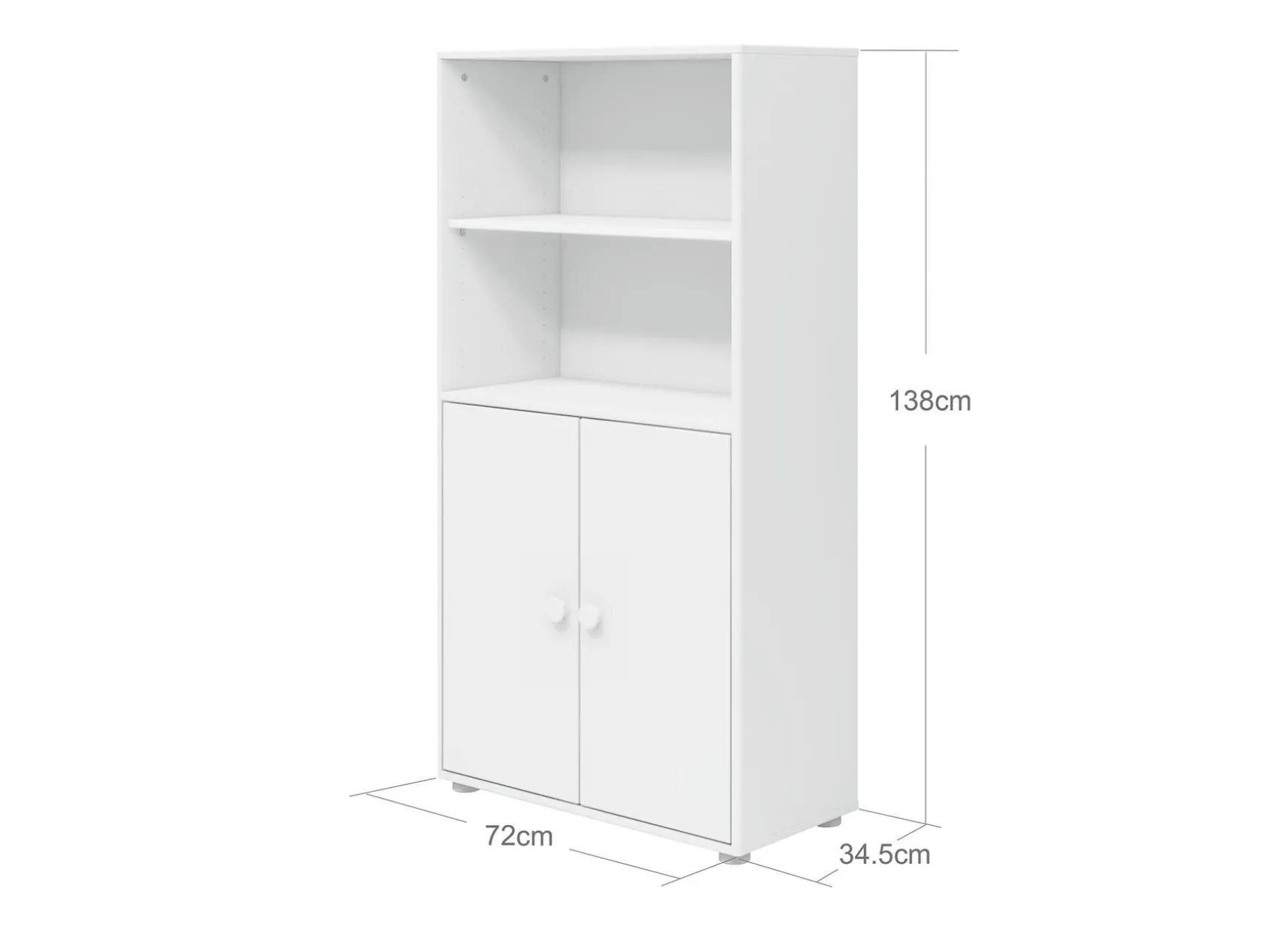 Midi Bücherregal, 2 Türen