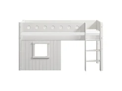 Mittelhohes Bett, gerade Leiter & Baumhaus-Bettenfronten, weiß