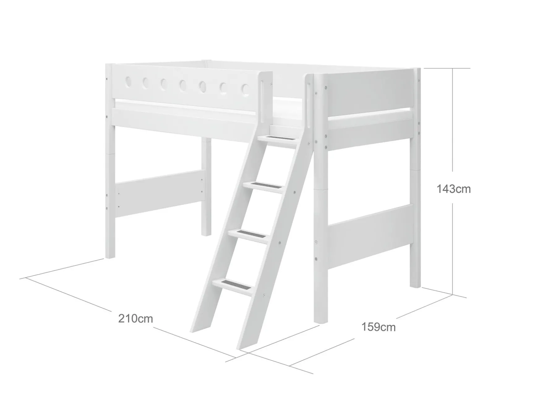 Mittelhohes Bett mit Schrägleiter