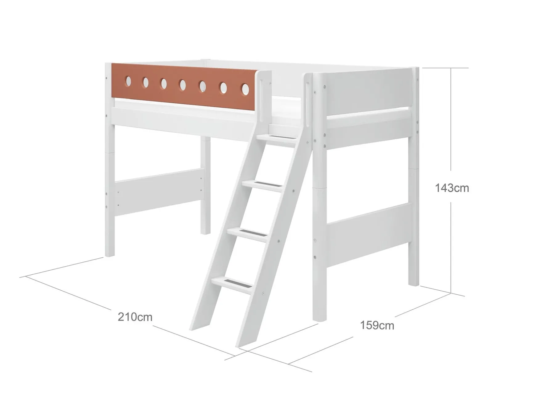 Mittelhohes Bett mit Schrägleiter