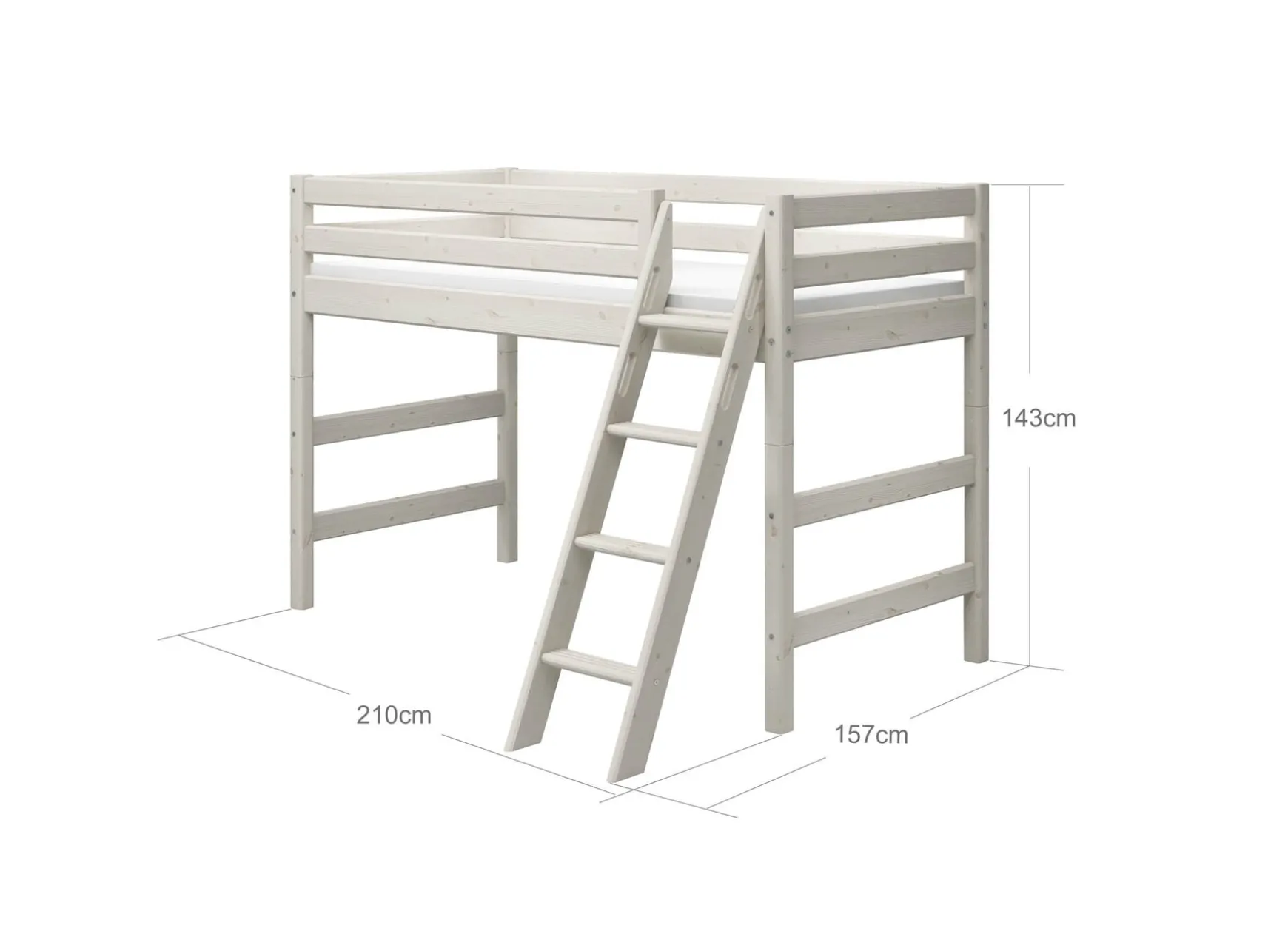 Mittelhohes Bett mit Schrägleiter