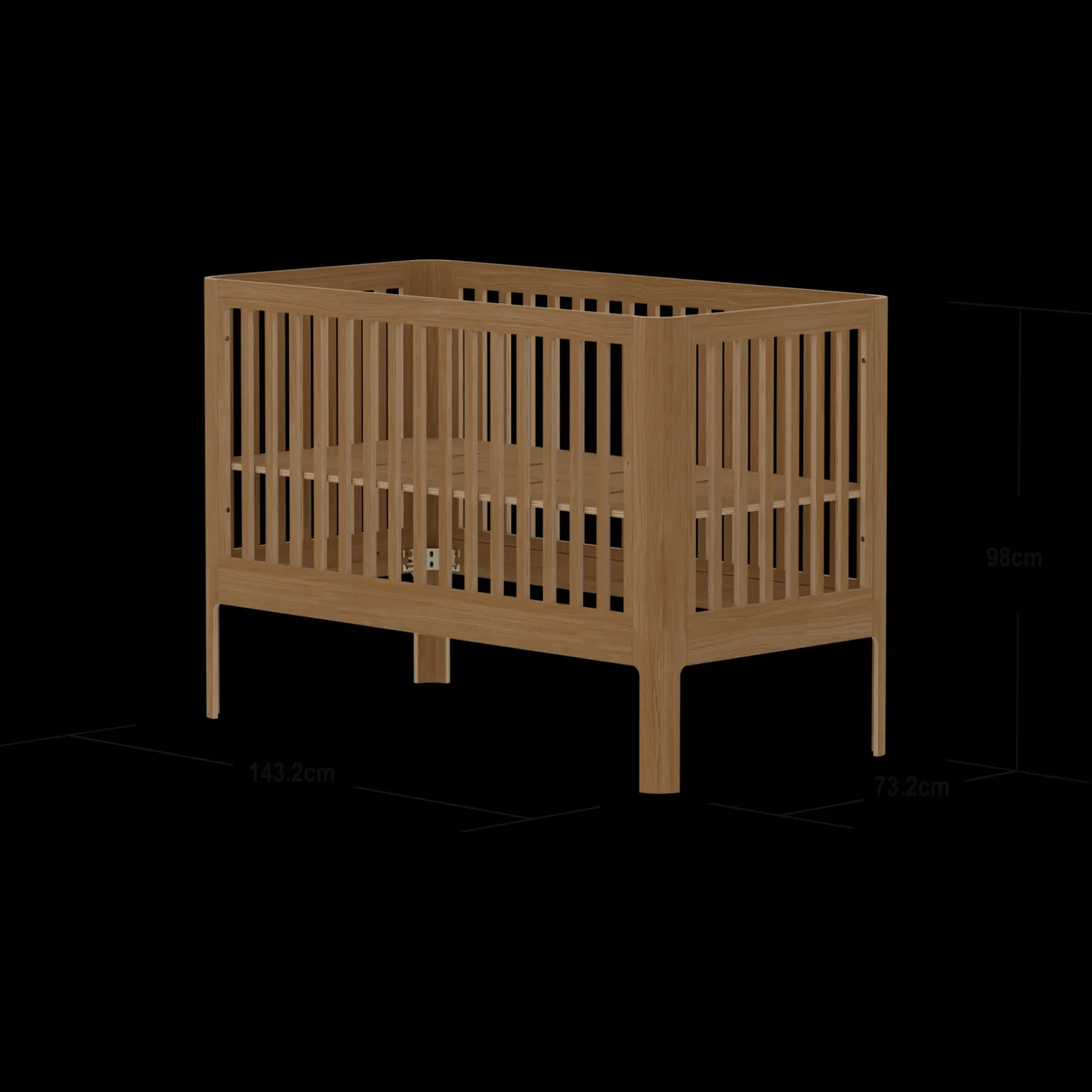 NOVA Babybett, Oak, 140x70 cm