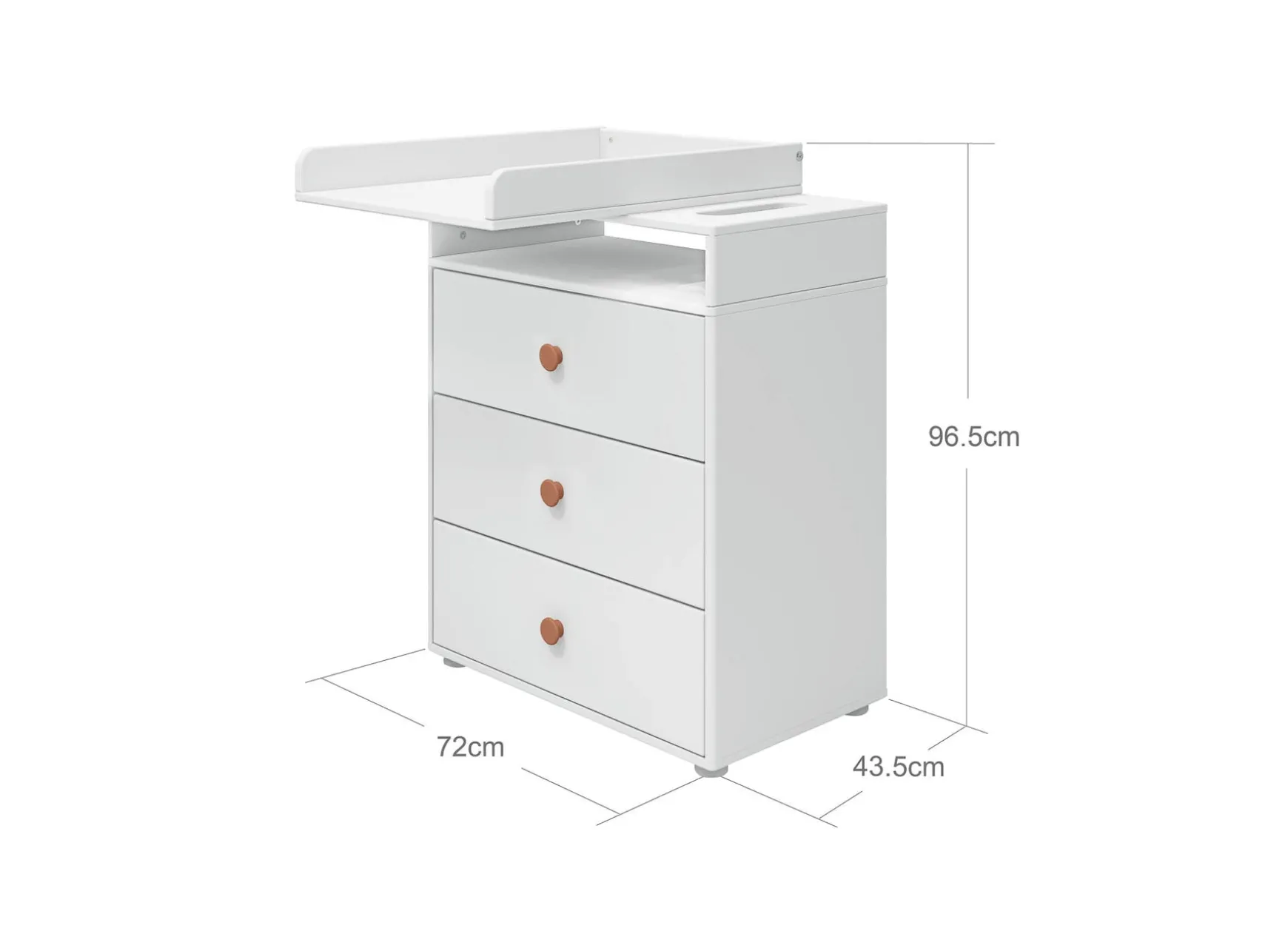 Wickeltisch, 3 Schubladen